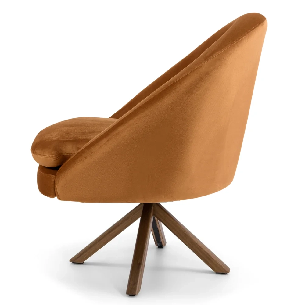 Kit 2 Poltronas Decorativas Giratórias Base Giromad Madeira Rafa C-262 Veludo Telha - Domi