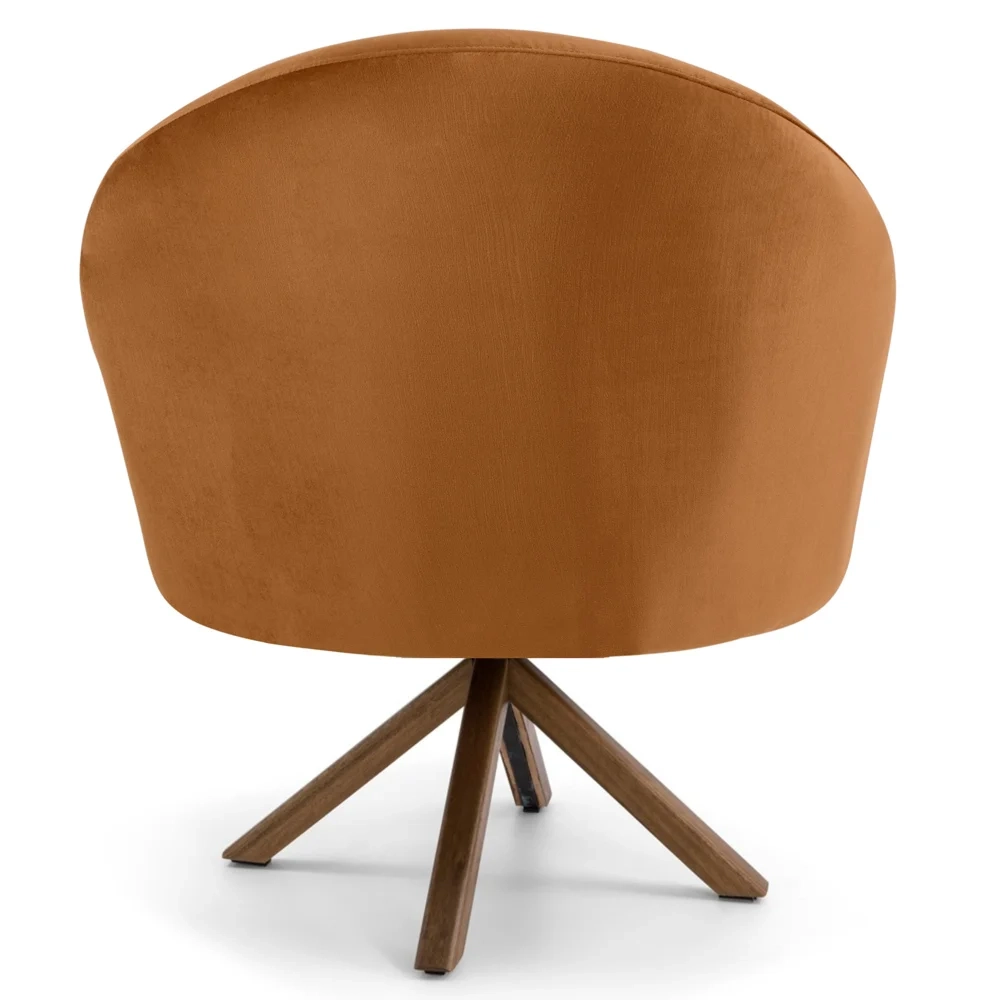 Kit 2 Poltronas Decorativas Giratórias Base Giromad Madeira Rafa C-262 Veludo Telha - Domi