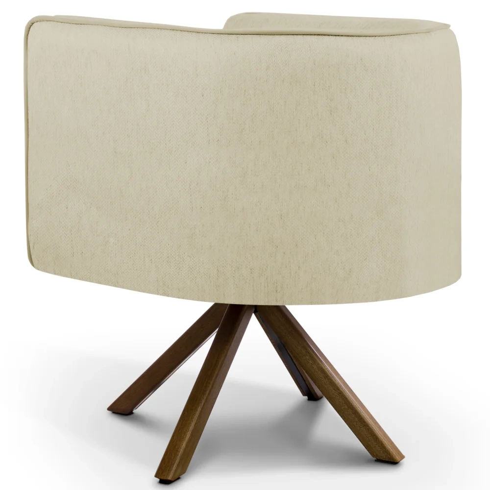 Kit 2 Poltronas Decorativas Base Giromad Madeira Betina C-129 Linho Bege - Domi