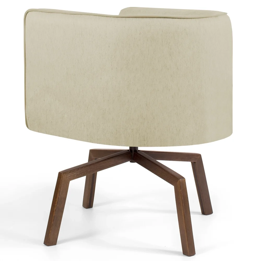 Kit 2 Poltronas Decorativas Base Ka Madeira Betina C-129 Linho Bege - Domi