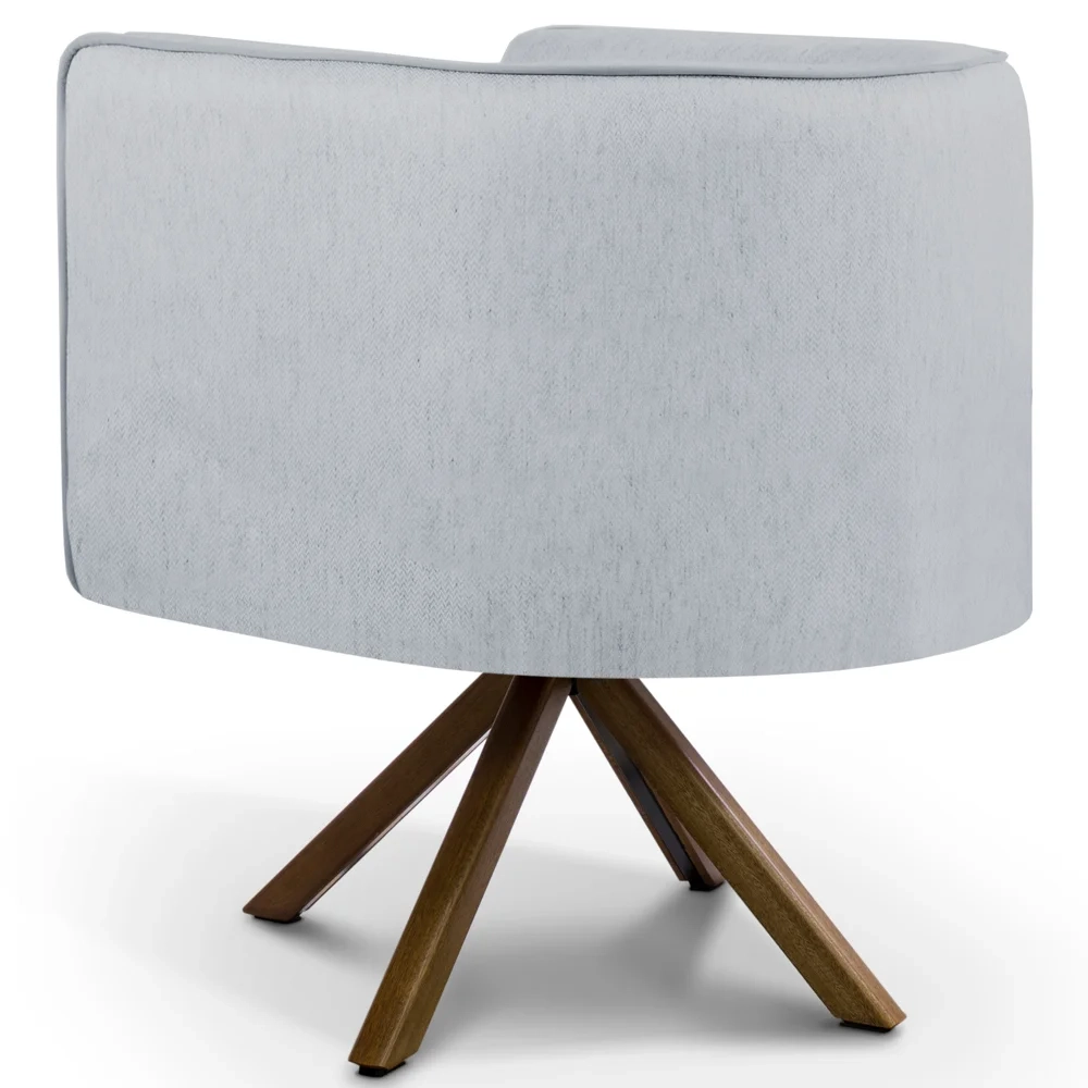 Kit 2 Poltronas Decorativas Base Giromad Madeira Betina C-315 Linho Cinza - Domi