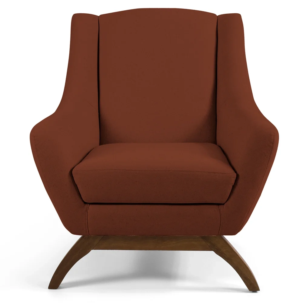 Kit 2 Poltronas Decorativas Base Manu Madeira Juliet Linho B-355 Laranja - Domi