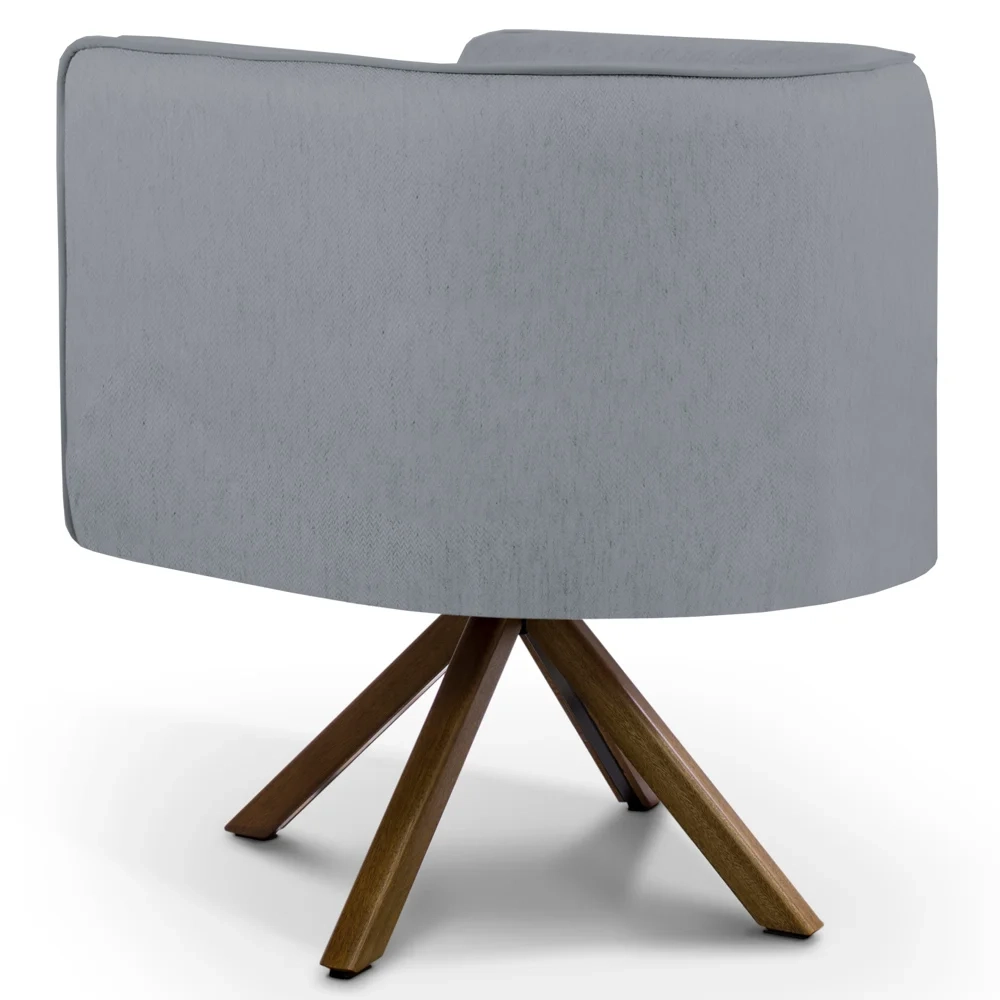 Kit 2 Poltronas Decorativas Base Giromad Madeira Betina C-416 Linho Cinza Escuro - Domi