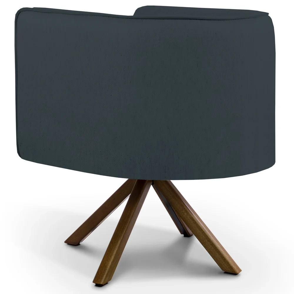 Kit 2 Poltronas Decorativas Base Giromad Madeira Betina D-465 Linho Chumbo - Domi