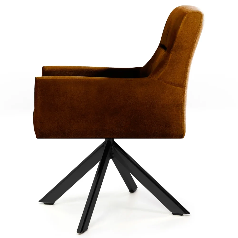 Kit 2 Poltronas Decorativas Giratórias Base Eiffel Preto Angel Veludo C-262 Laranja - Domi