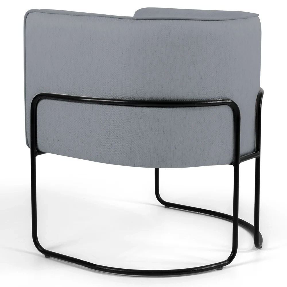 Kit 2 Poltronas Decorativas Base Aço Betina C-416 Linho Cinza Escuro - Domi