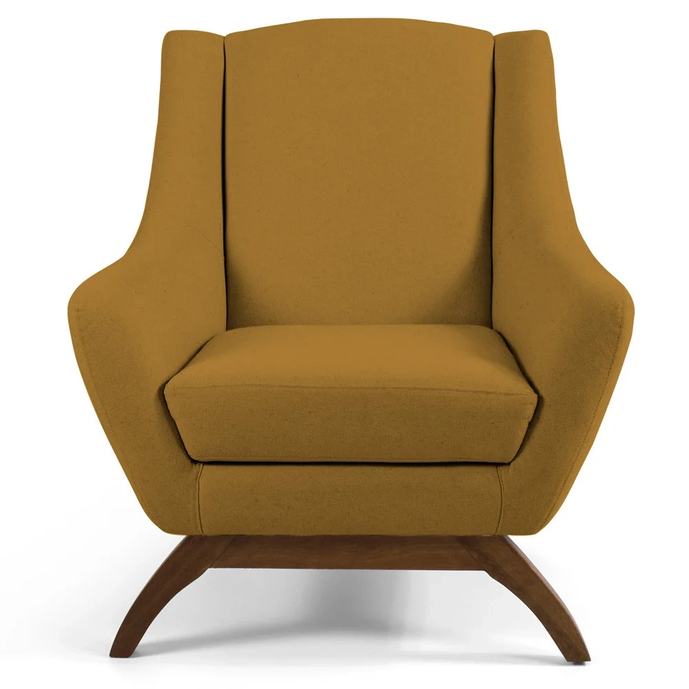 Kit 2 Poltronas Decorativas Base Manu Madeira Juliet Veludo C-260 Mostarda - Domi