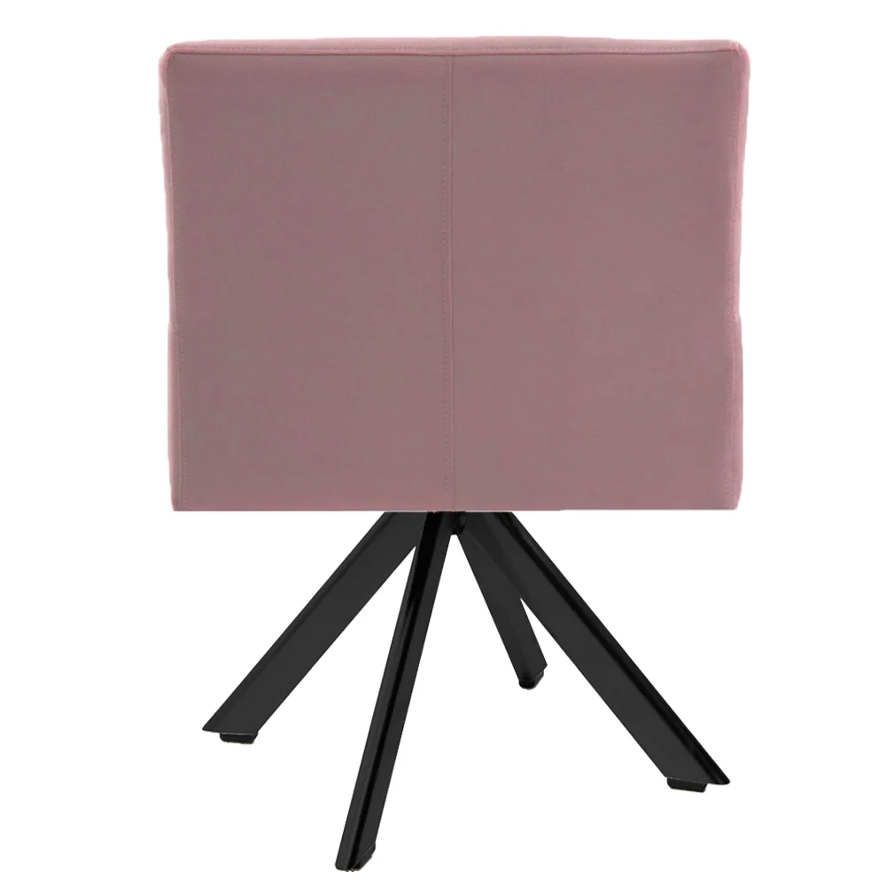 Kit 2 Poltronas Decorativas Giratórias Base Eiffel Preto Angel Veludo C-305 Rosa - Domi