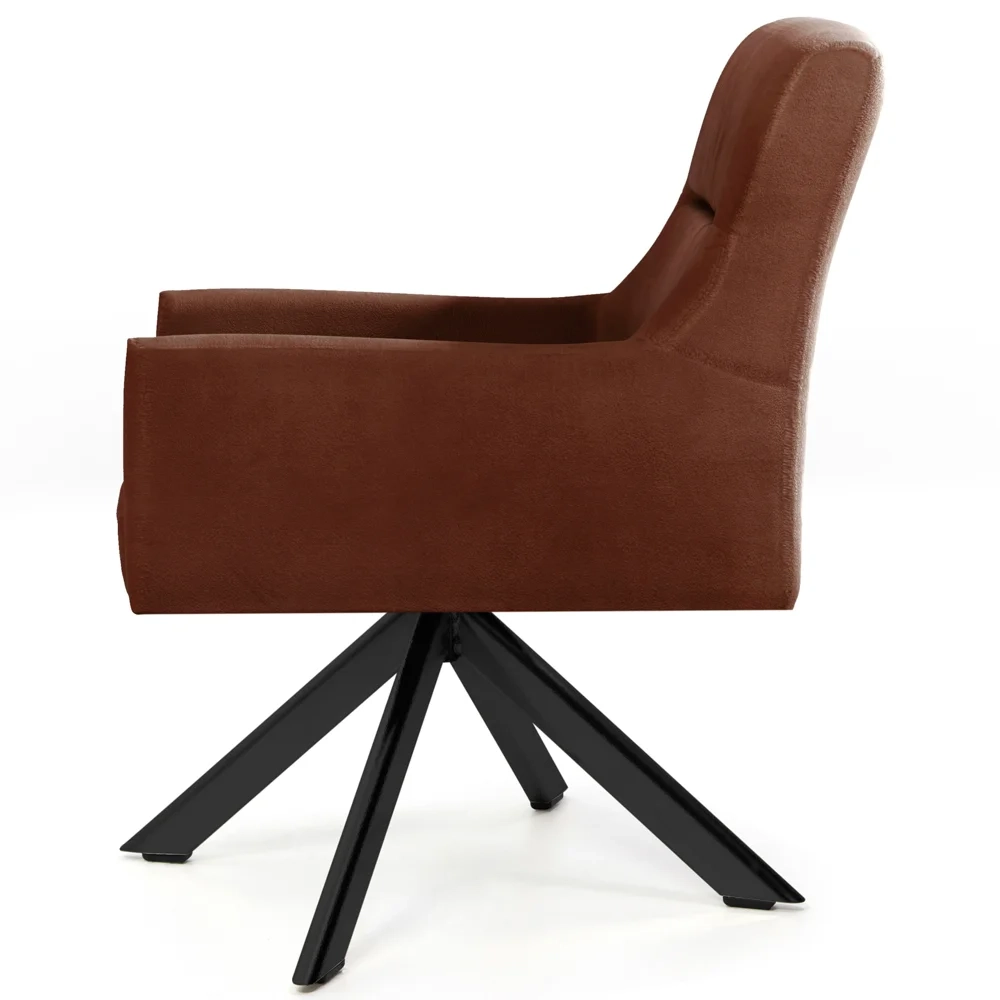 Kit 2 Poltronas Decorativas Giratórias Base Eiffel Preto Angel Veludo C-417 Malbec - Domi