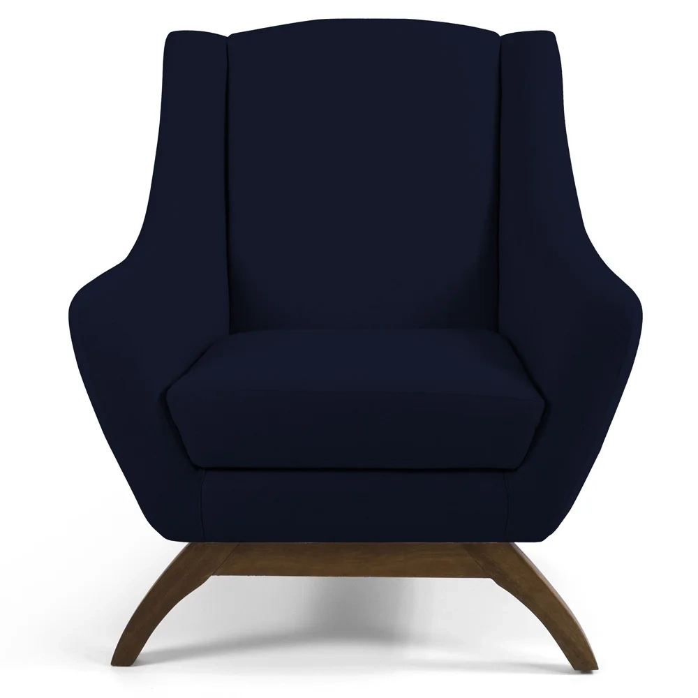 Kit 2 Poltronas Decorativas Base Manu Madeira Juliet Veludo C-287 Azul Marinho - Domi