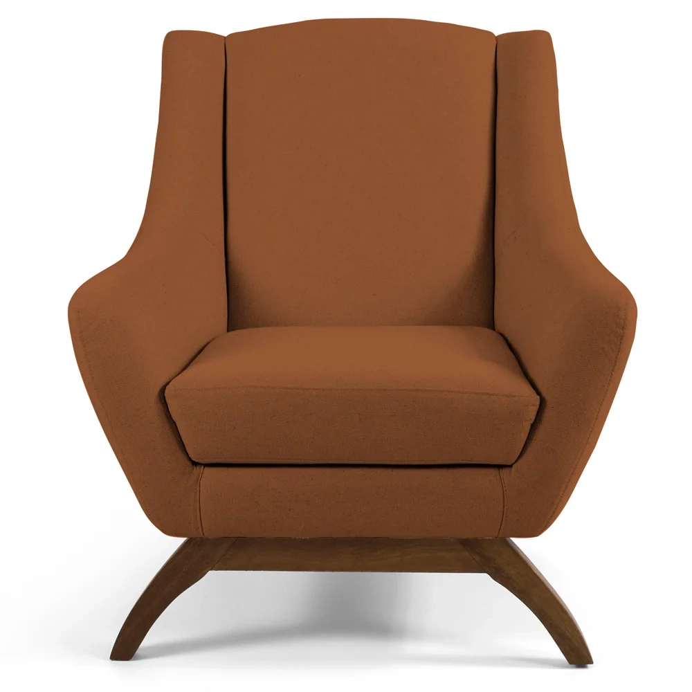 Kit 2 Poltronas Decorativas Base Manu Madeira Juliet Veludo C-262 Telha- Domi