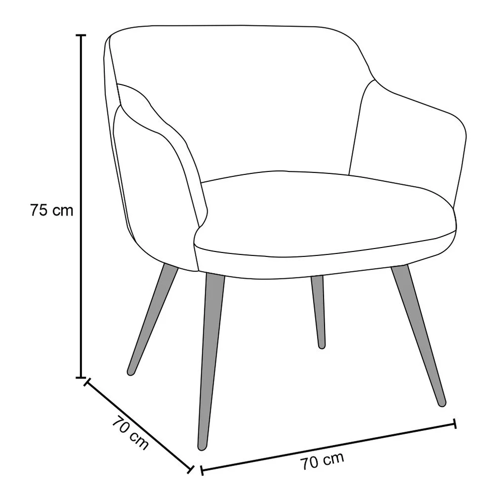 Kit 2 Poltronas Decorativas Pés Palito Madeira Jade Corano B-183 Tressê Linho Bege - Domi