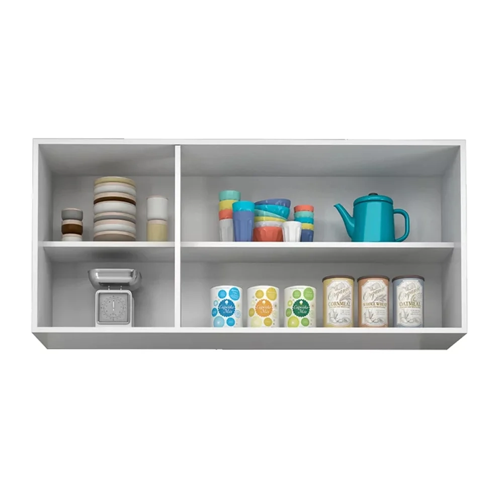 Armário Aéreo 120cm 3 Portas Kit 2 Honduras Branco/Preto - Lumil Móveis