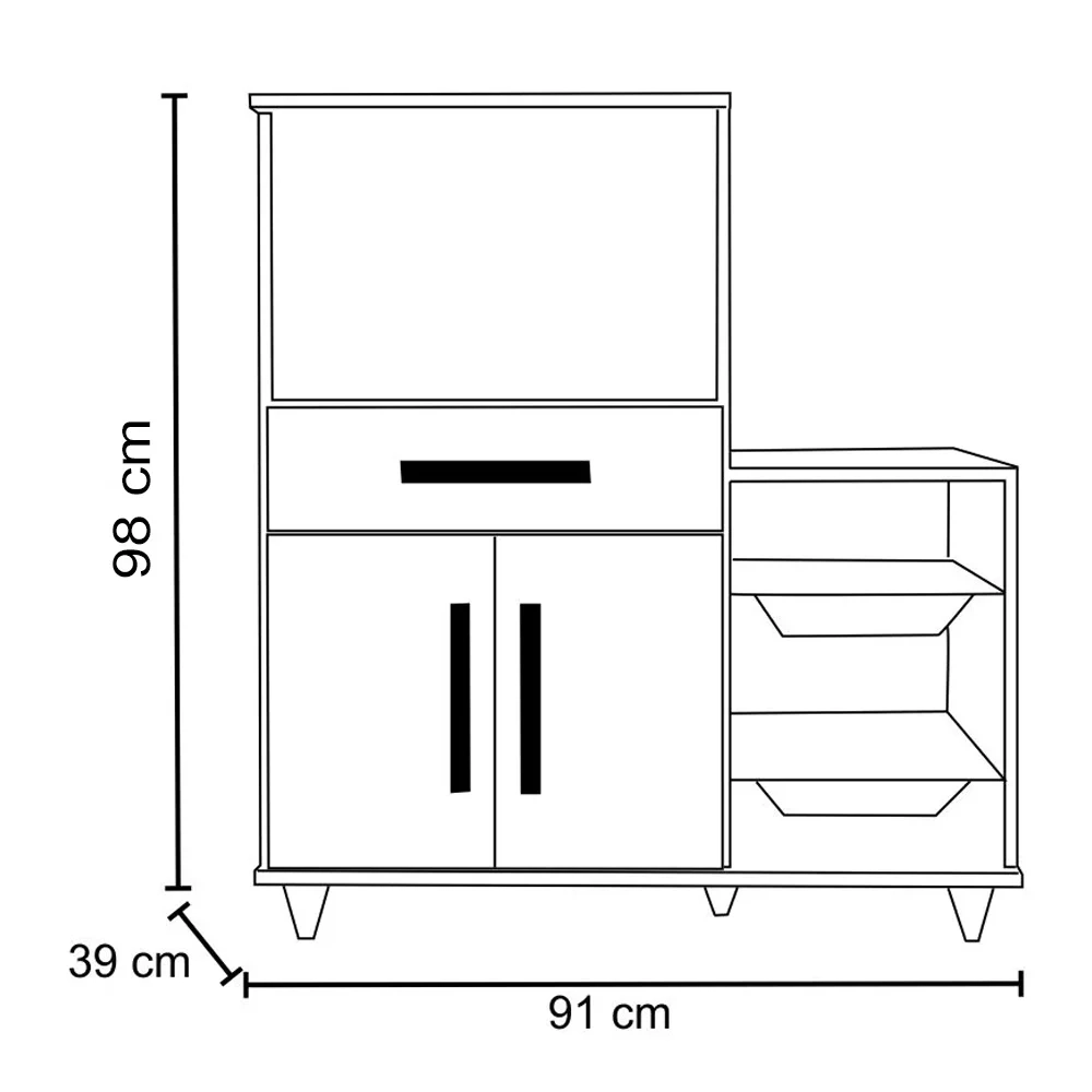 Kit 2 Armários Multiuso Irlanda com Fruteira Branco/Preto - Lumil Móveis