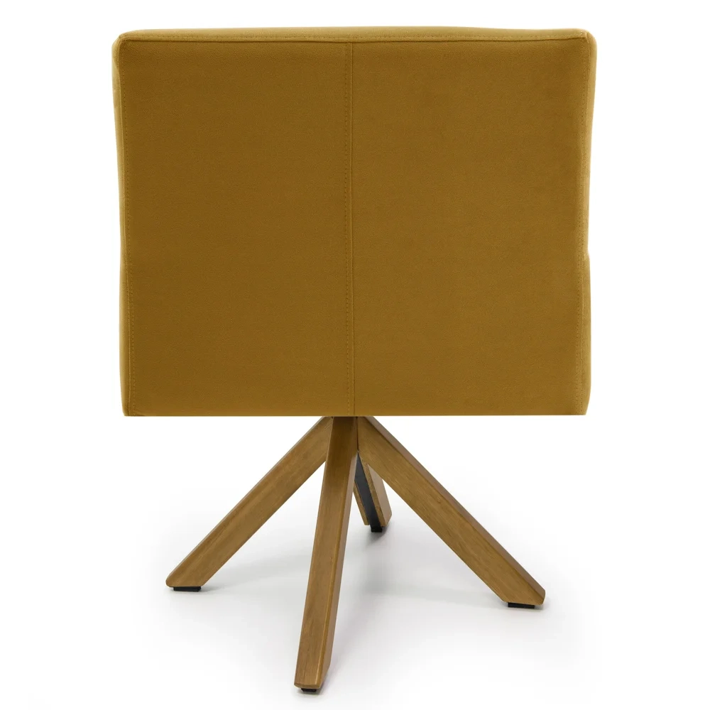 Kit 2 Poltronas Decorativas Giratórias Base Giromad Madeira Angel Veludo C-260 Mostarda - Domi