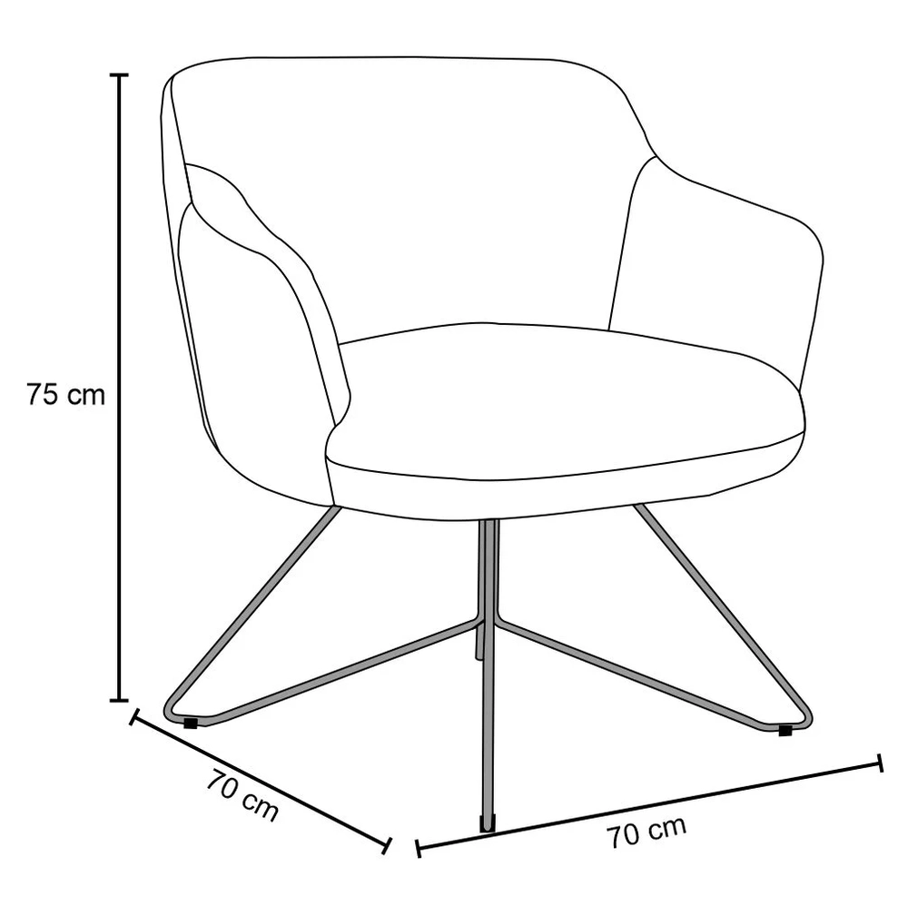 Kit 2 Poltronas Decorativas Base Orby Jade Linho D-469 Mescla - Domi