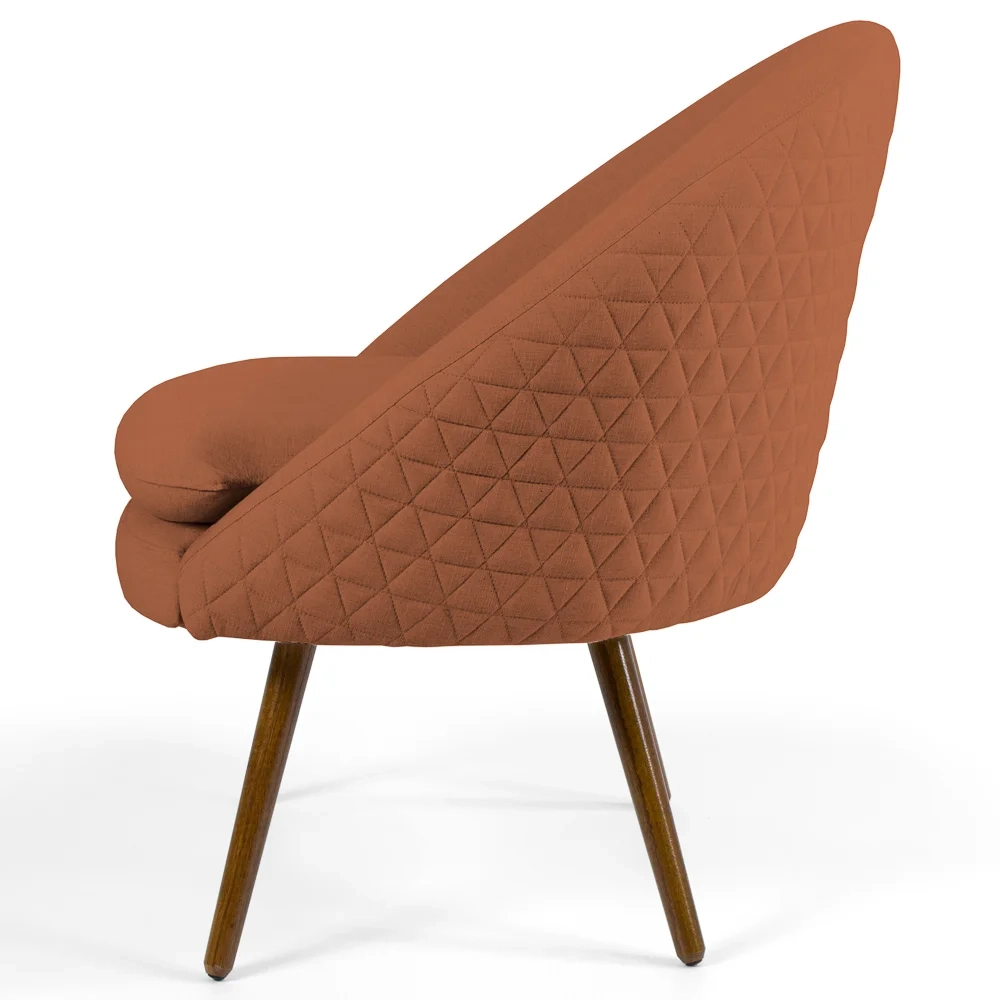 Kit 2 Poltronas Decorativas Pés Palito Rafa B-355 Linho Tressê Telha - Domi