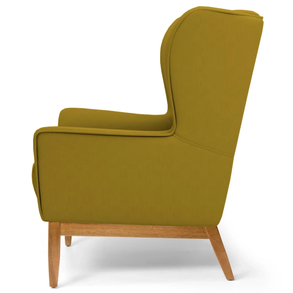 Kit 2 Poltronas Decorativas Base Manu Madeira Milena Veludo C-260 Mostarda - Domi