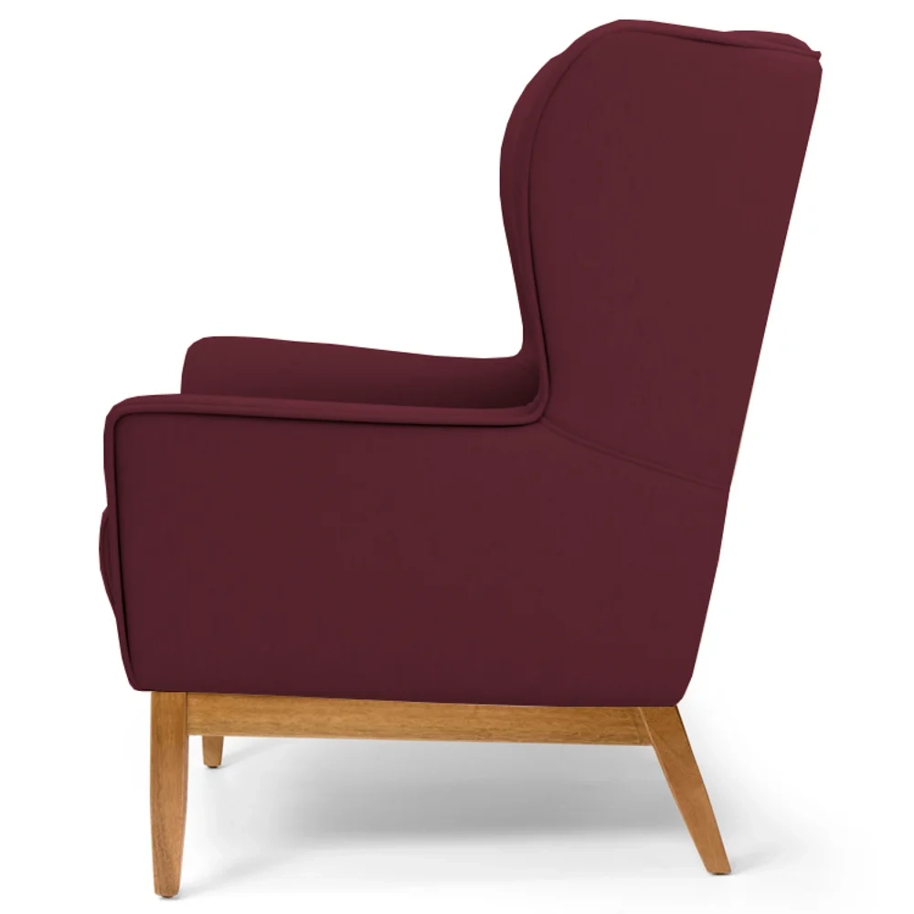 Kit 2 Poltronas Decorativas Base Manu Madeira Milena Veludo C-278 Marsala  - Domi