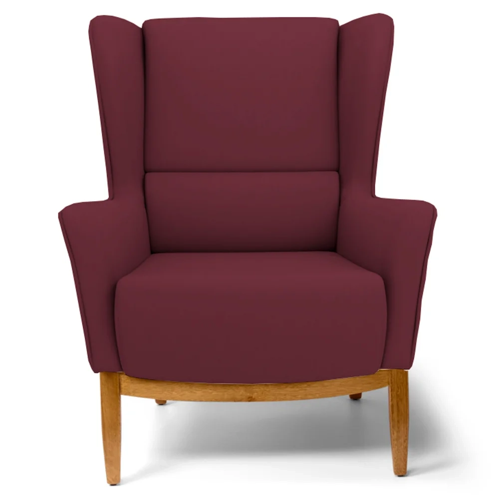 Kit 2 Poltronas Decorativas Base Manu Madeira Milena Veludo C-278 Marsala  - Domi