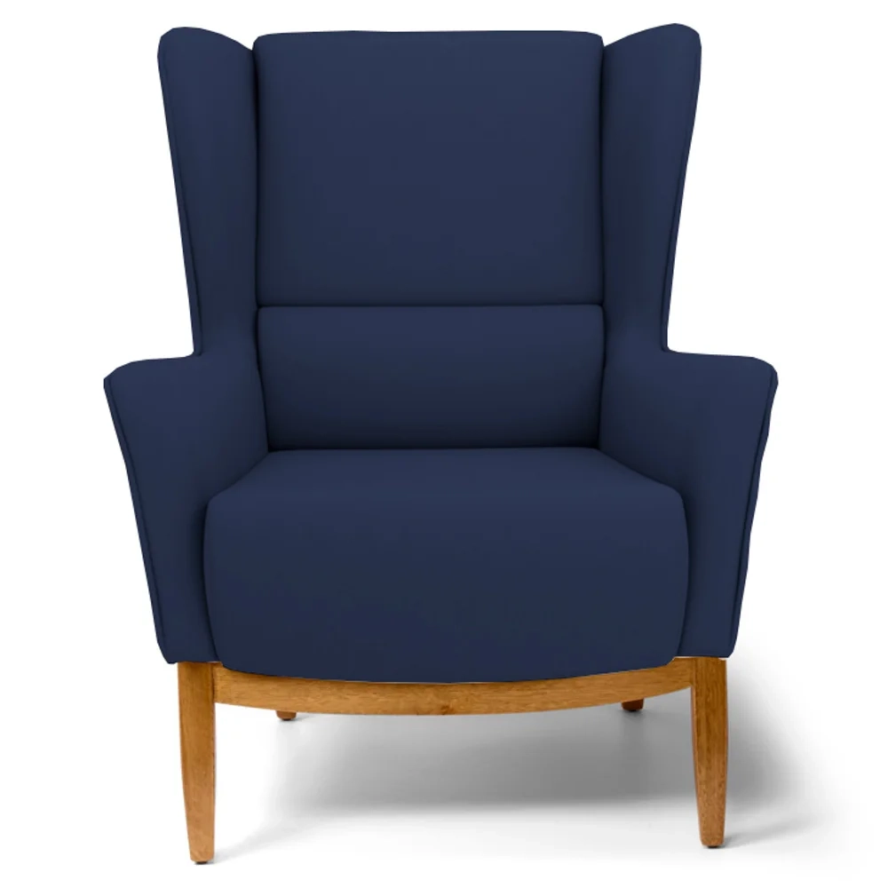 Kit 2 Poltronas Decorativas Base Manu Madeira Milena Veludo C-287 Marinho - Domi