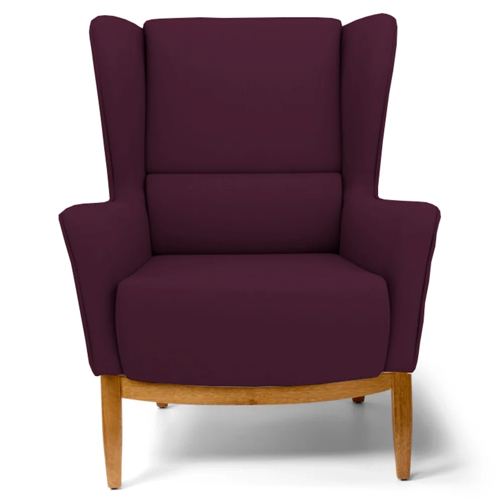 Kit 2 Poltronas Decorativas Base Manu Madeira Milena Veludo C-292 Uva - Domi