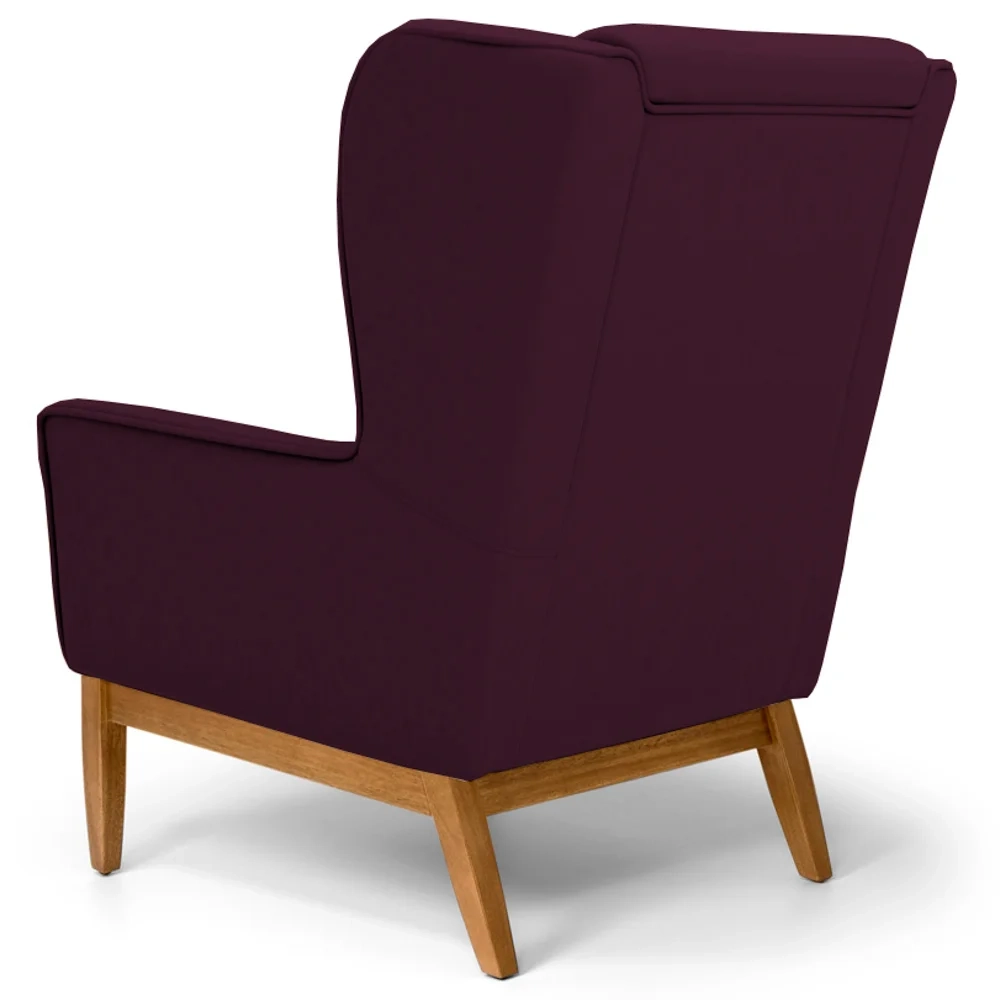 Kit 2 Poltronas Decorativas Base Manu Madeira Milena Veludo C-292 Uva - Domi