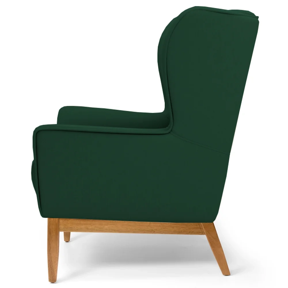 Kit 2 Poltronas Decorativas Base Manu Madeira Milena Veludo C-303 Verde Musgo - Domi