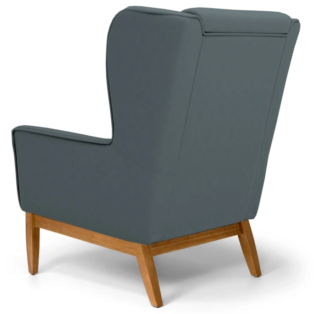 Kit 2 Poltronas Decorativas Base Manu Madeira Milena C-03 Sintético Cinza - Domi