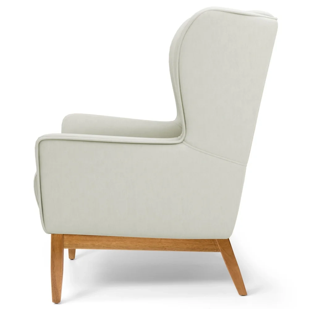 Kit 2 Poltronas Decorativas Base Manu Madeira Milena C-26 Sintético Bege - Domi