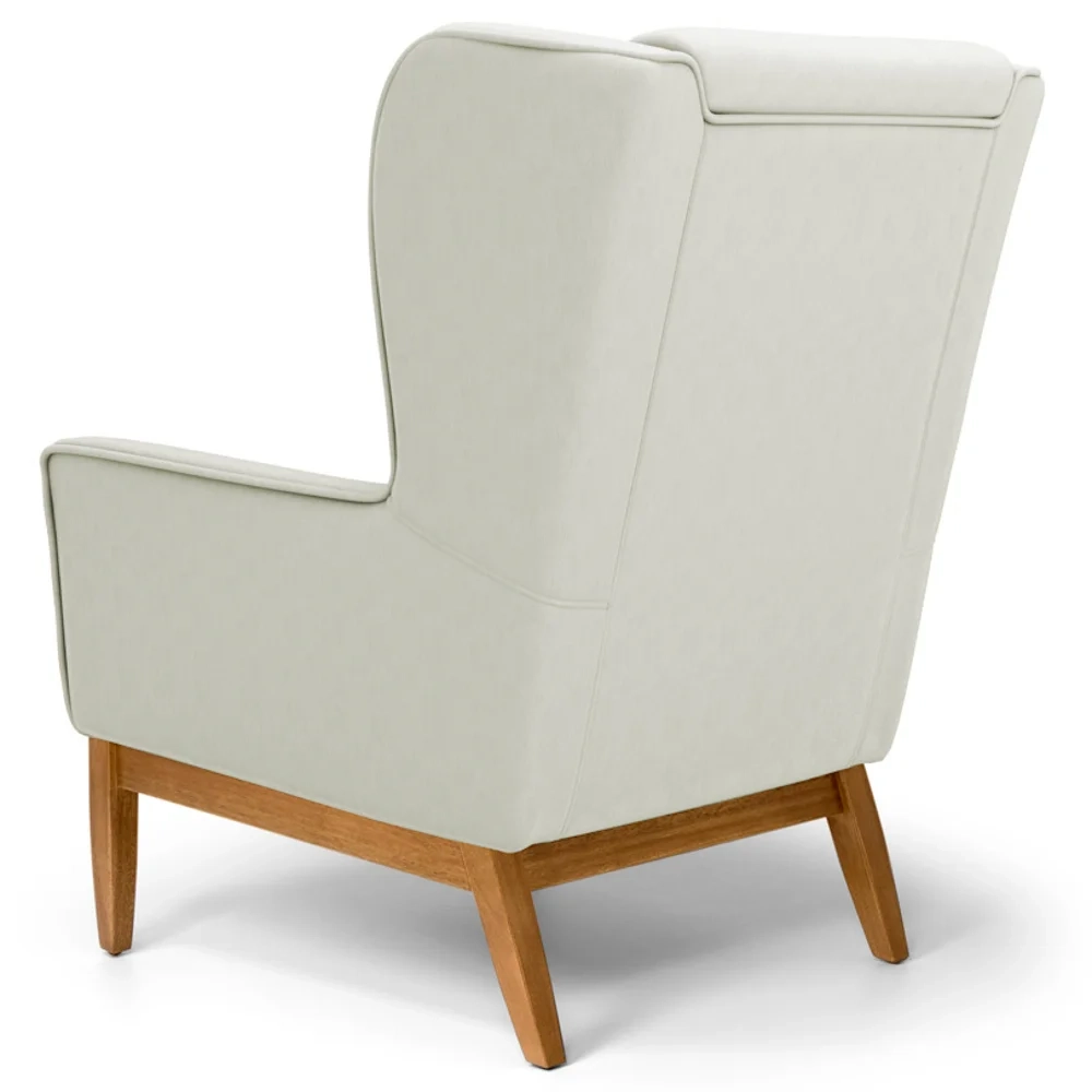 Kit 2 Poltronas Decorativas Base Manu Madeira Milena C-26 Sintético Bege - Domi