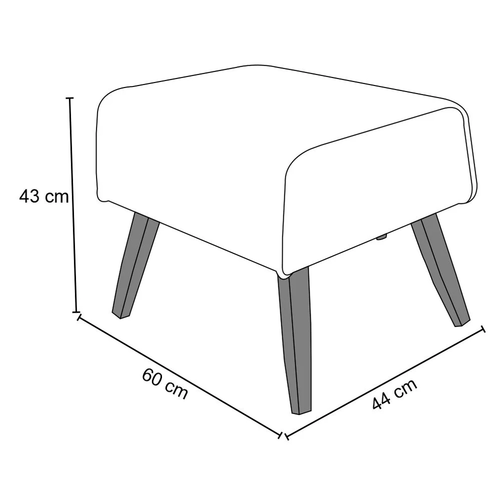 Poltrona Decorativa Base Madeira Milena e Puff Viseo C-05 C-416 Linho Cinza - Domi