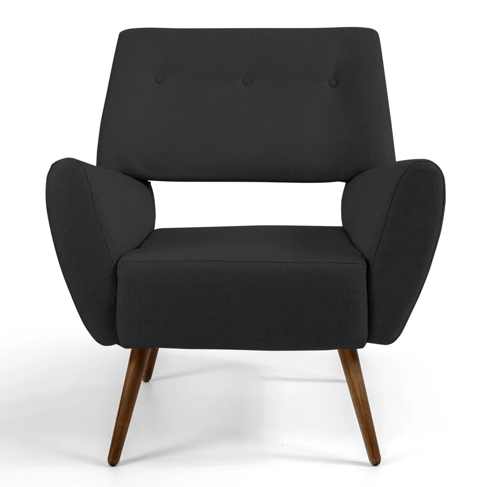 Kit 2 Poltronas Melli Pés Palito Madeira Linho D-465 Chumbo - Domi