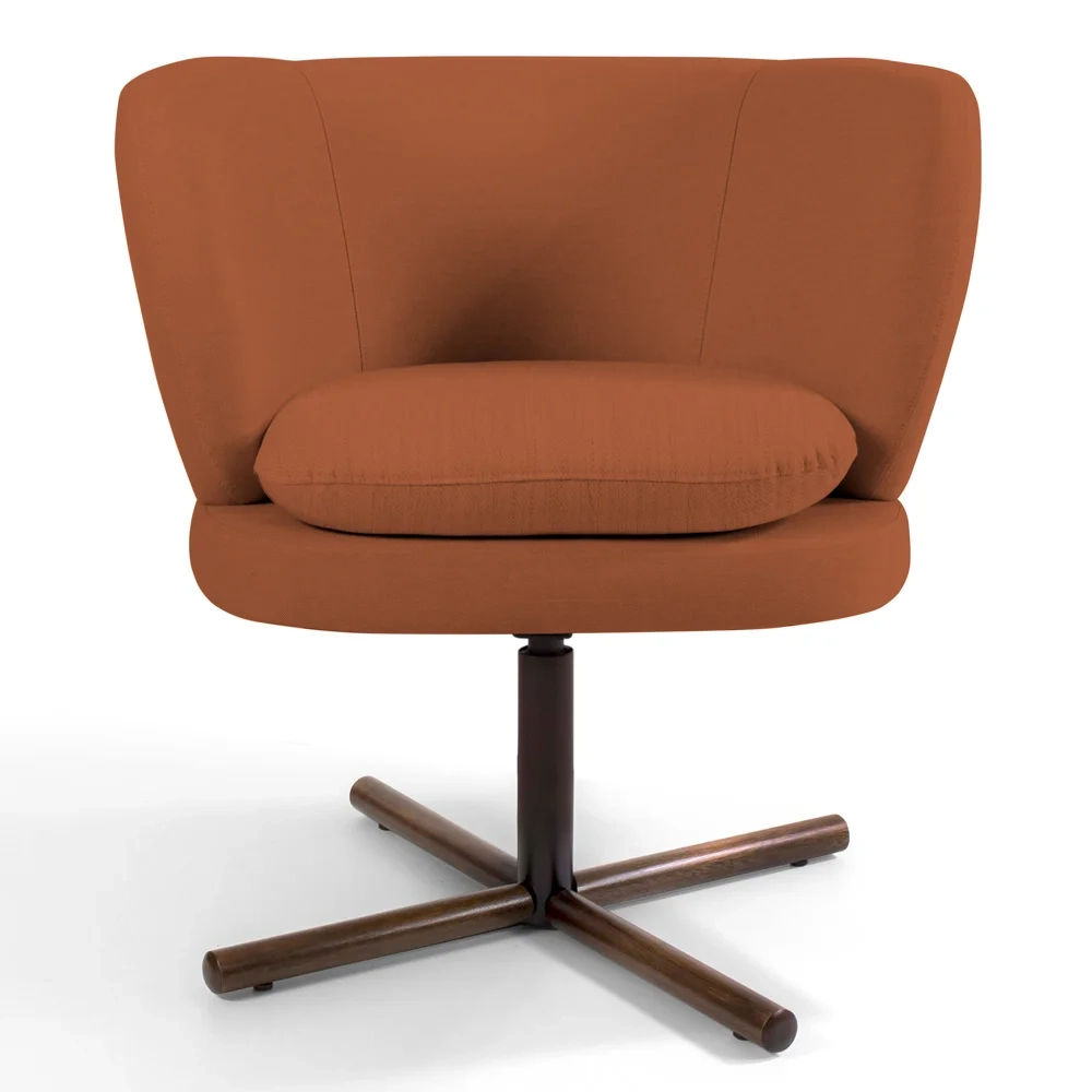 Kit 2 Poltronas Decorativas Melissa Base Xis Giratória Veludo C-262 Telha - Domi