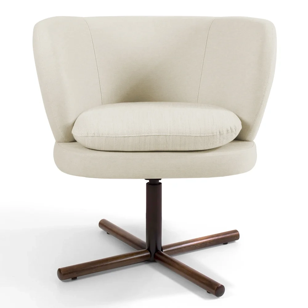 Kit 2 Poltronas Decorativas Melissa Base Xis Giratória Veludo C-309 Bege - Domi