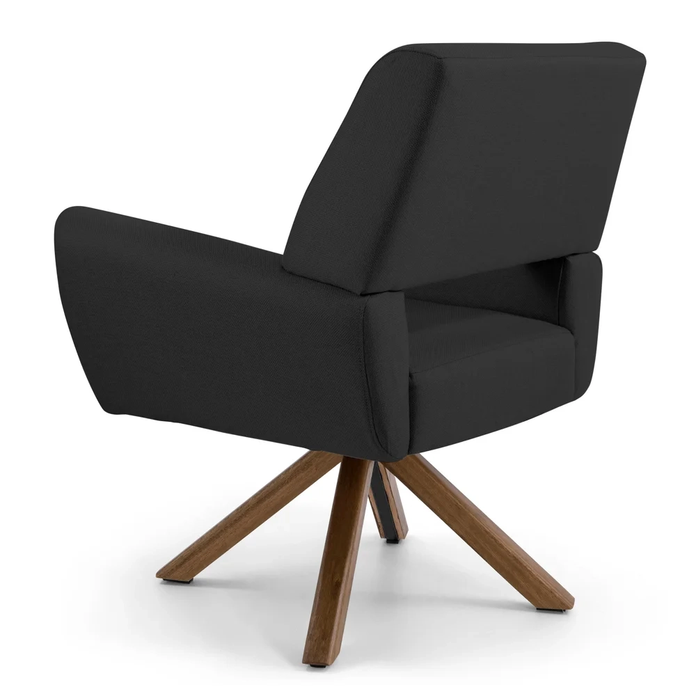 Kit 2 Poltronas Decorativas Melli Base Giromad Giratória Linho D-465 Chumbo - Domi