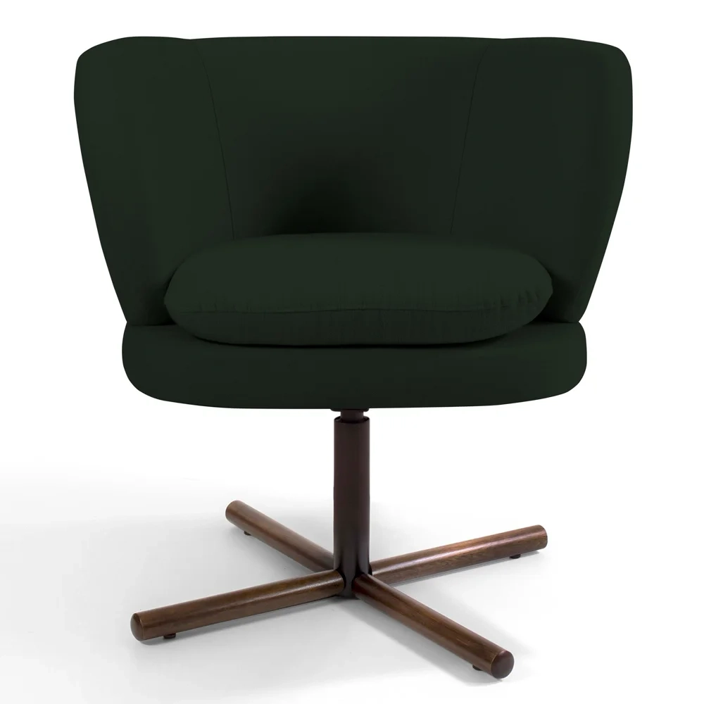 Kit 2 Poltronas Decorativas Melissa Base Xis Giratória Veludo C-303 Verde Musgo - Domi