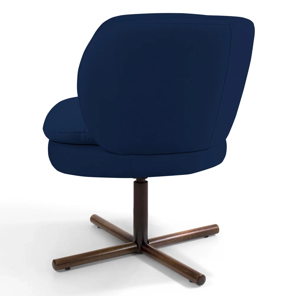 Kit 2 Poltronas Decorativas Melissa Base Xis Giratória Veludo C-304 Azul Marinho - Domi
