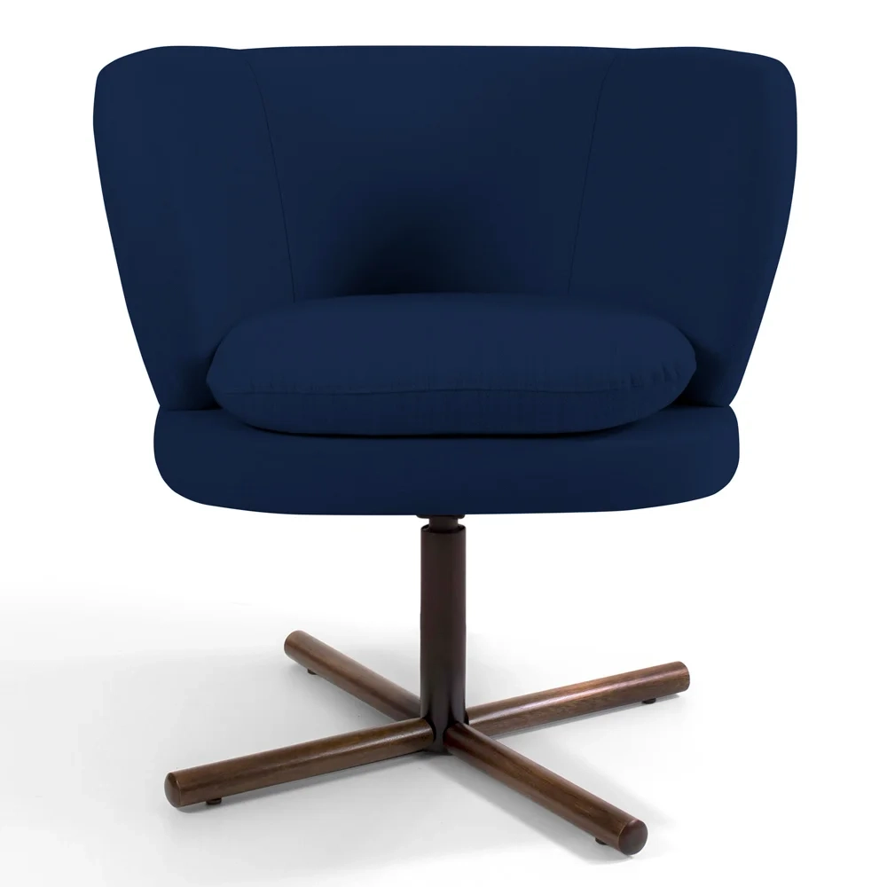 Kit 2 Poltronas Decorativas Melissa Base Xis Giratória Veludo C-304 Azul Marinho - Domi