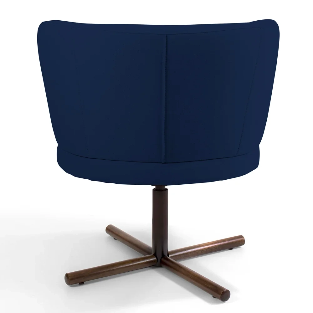 Kit 2 Poltronas Decorativas Melissa Base Xis Giratória Veludo C-304 Azul Marinho - Domi