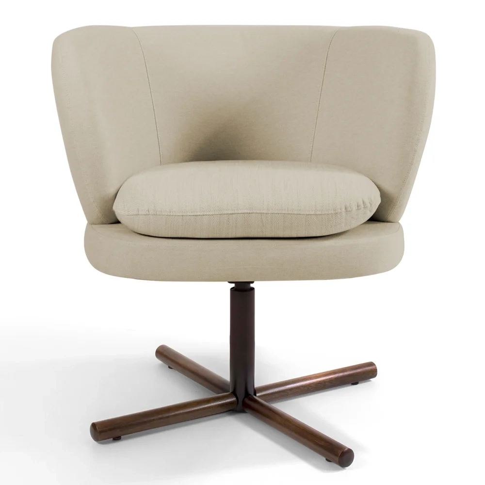 Kit 02 Poltronas Decorativas Melissa Base Xis Giratória C-107 Linho Bege - Domi