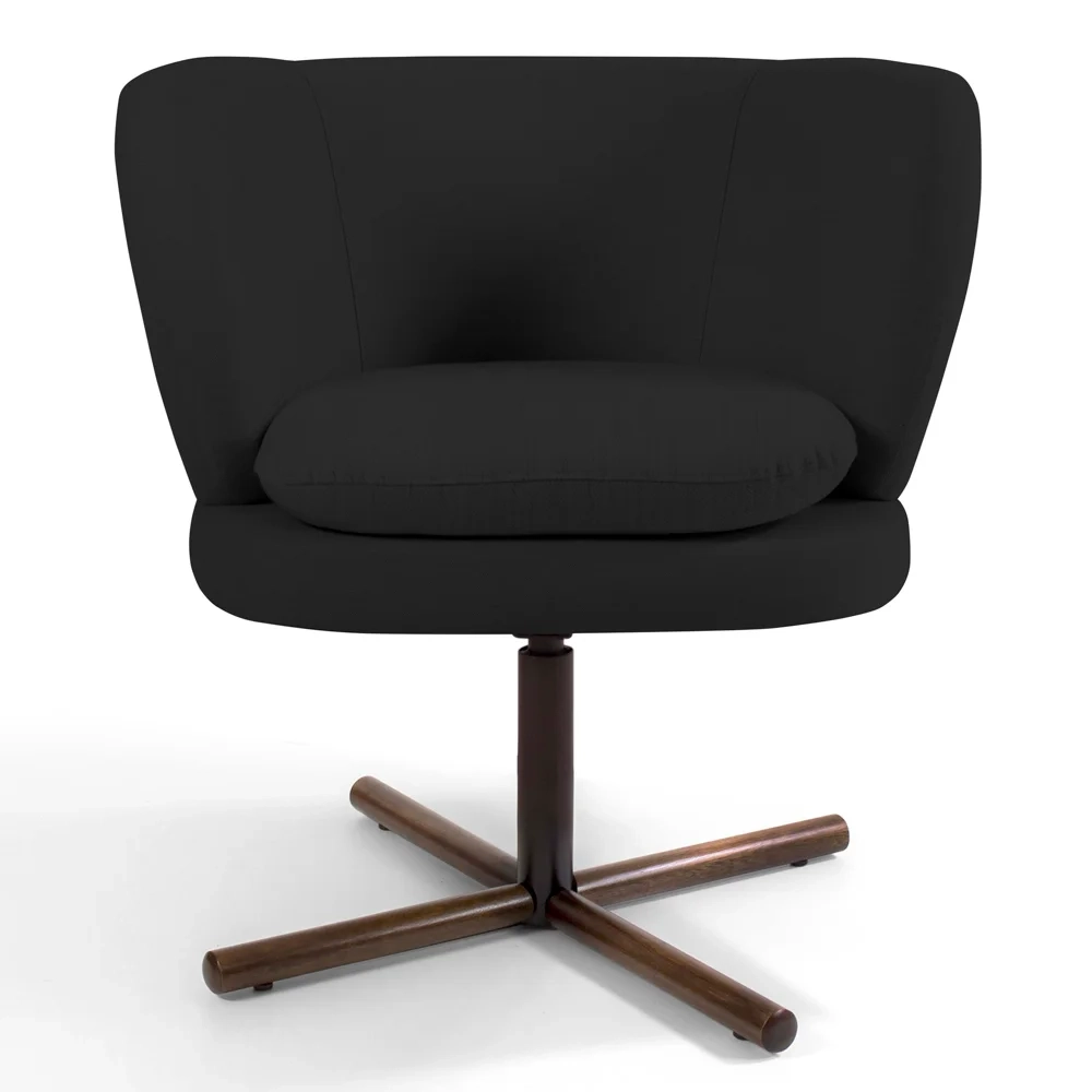 Kit 2 Poltronas Decorativas Melissa Base Xis Giratória Veludo C-300 Preto - Domi