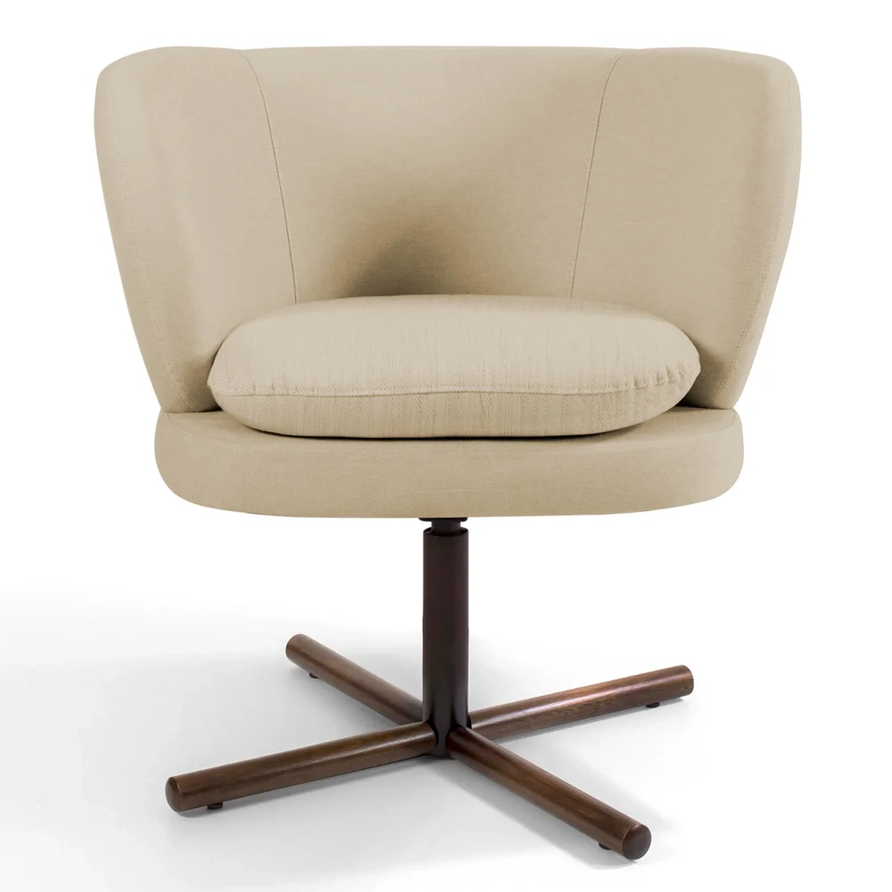 Kit 02 Poltronas Decorativas Melissa Base Xis Giratória C-129 Linho Bege Escuro - Domi