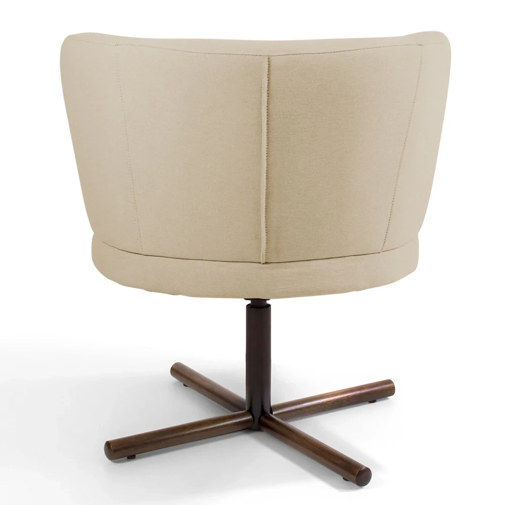 Kit 02 Poltronas Decorativas Melissa Base Xis Giratória C-129 Linho Bege Escuro - Domi