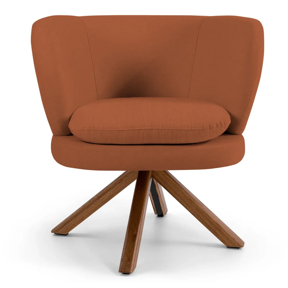 Kit 2 Poltronas Decorativas Melissa Base Giromad Giratória Veludo C-262 Telha - Domi