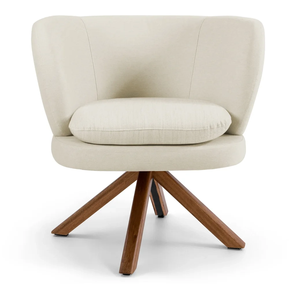 Kit 2 Poltronas Decorativas Melissa Base Giromad Giratória Veludo C-309 Bege - Domi