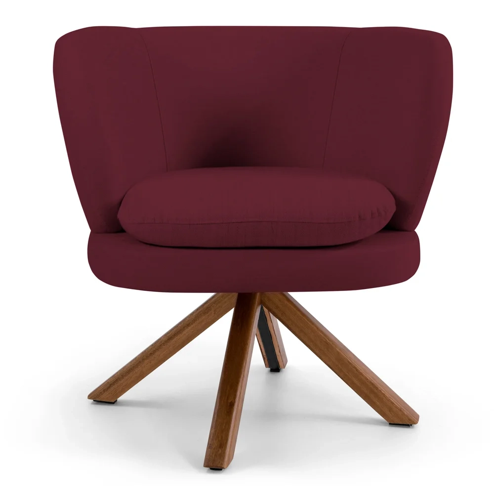 Kit 2 Poltronas Decorativas Melissa Base Giromad Giratória Veludo C-278 Marsala - Domi