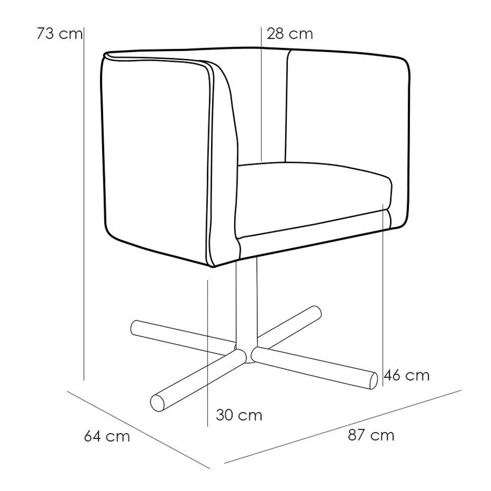 Kit 2 Poltronas Decorativas Giratórias Base Xis Madeira Betina A-48 Linho Flocos - Domi