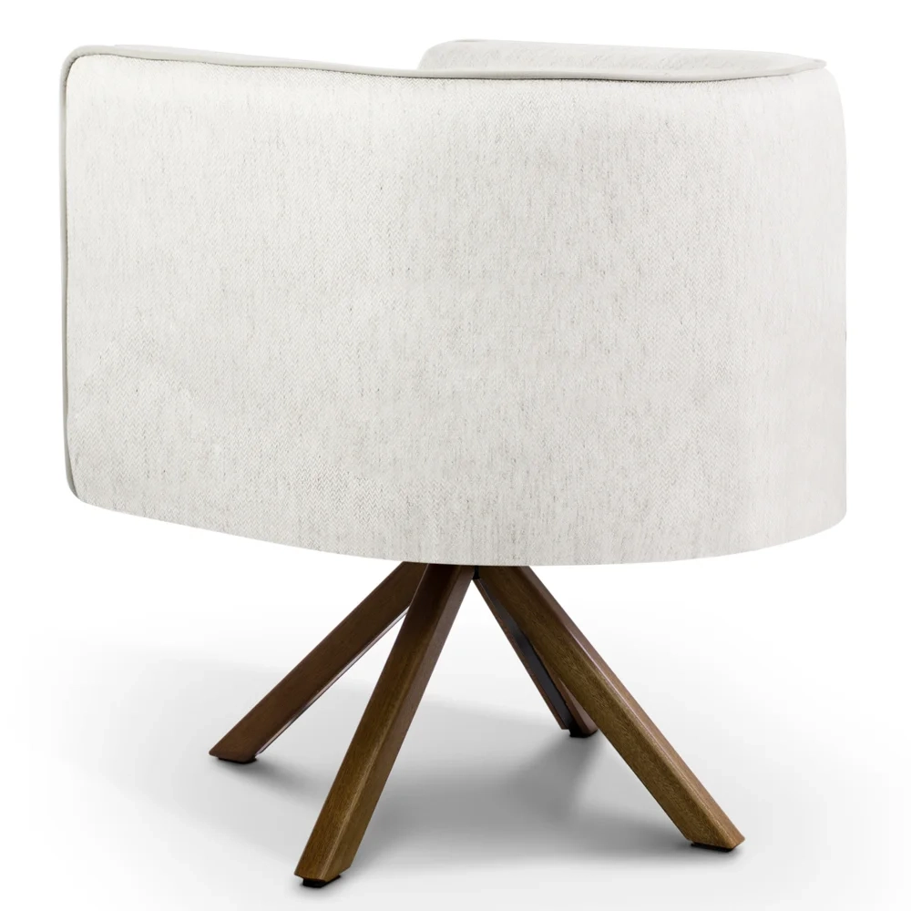 Kit 2 Poltronas Decorativas Giratórias Base Giromad Madeira Betina A-48 Linho Flocos - Domi