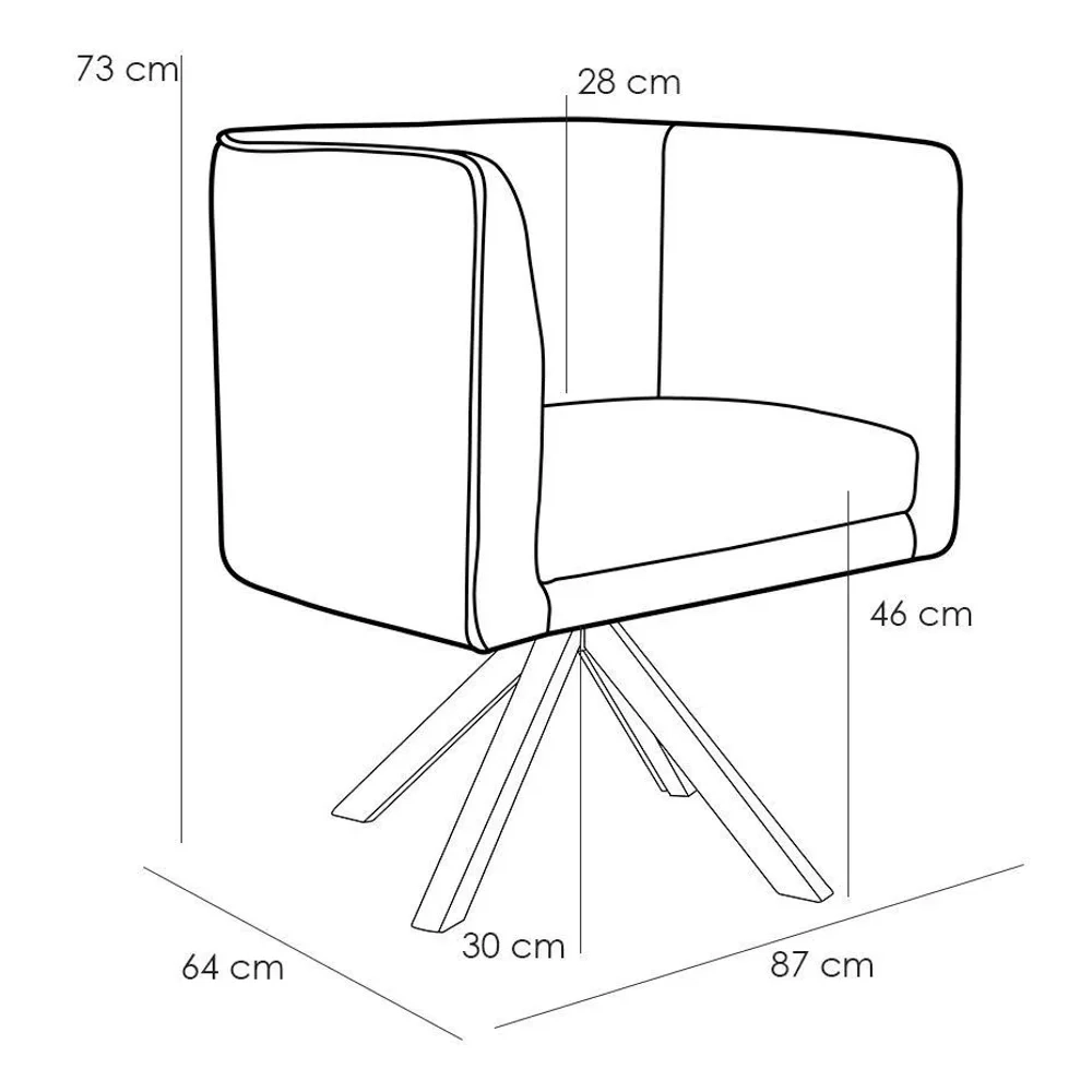 Kit 2 Poltronas Decorativas Giratórias Base Giromad Madeira Betina A-48 Linho Flocos - Domi